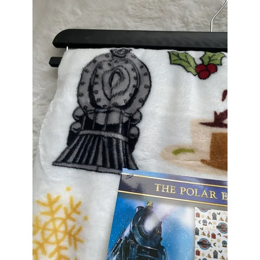 The Polar Express Icons 50 X 70”‎ Soft Plush Throw Blanket Christmas Holiday NEW